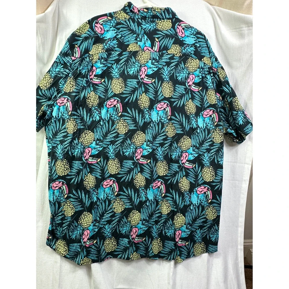 Foundry Shirt Men 4XL XXXXL Tall Green leaf Yellow Pineapple Hawaiian Beach - Picture 1 of 10